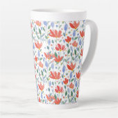Tasse Latte Aquarelle fleur sauvage En Rouge Doux Et Bleu (Angle droit)