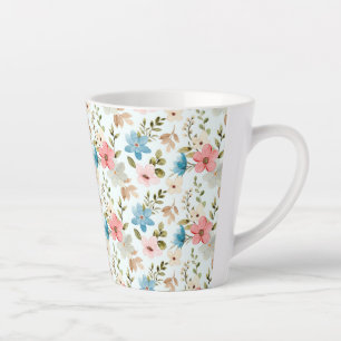 Tasse Latte Aquarelle Fleur sauvage motif floral-67676