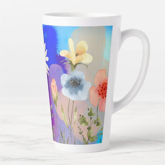 Tasse Latte Aquarelle Fleur sauvage naturel (Droite)