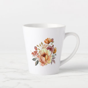 Tasse Latte Aquarelle Fleurs de chute Clipart-77628