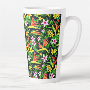 Tasse Latte Aquarelle Fleurs Et Fruits Motif Floral-23768