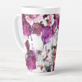 Tasse Latte Aquarelle florale - Design abstrait rose et blanc (Angle gauche)