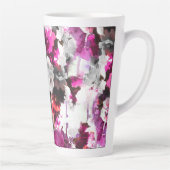 Tasse Latte Aquarelle florale - Design abstrait rose et blanc (Droite)