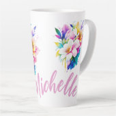 Tasse Latte Aquarelle florale personnalisable (Angle droit)
