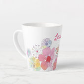 Tasse Latte Aquarelle florale personnalisée (Angle gauche)