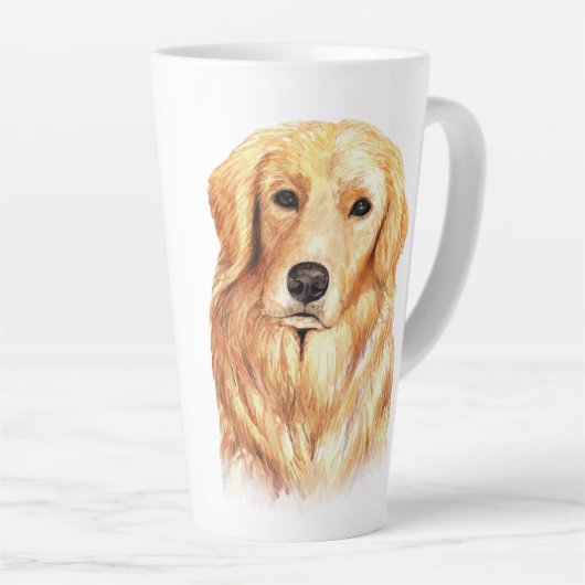 Tasse Latte Aquarelle Golden Retriever (Angle droit)