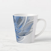 Tasse Latte Aquarelle gris bleu Abstrait Fractal Art Flower (Droite)