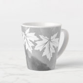 Tasse Latte Aquarelle grise et feuilles d'érable blanc (Angle droit)