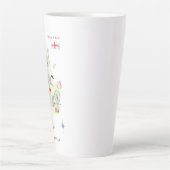 Tasse Latte Aquarelle illustrée Carte d'Angleterre | Monogramm (Devant)
