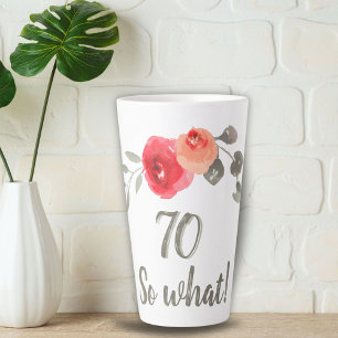 Tasse Latte Aquarelle Inspirante Fleurs 70 ans