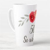 Tasse Latte Aquarelle Inspirationnelle 50e anniversaire Floral (Angle gauche)