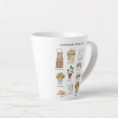 Tasse Latte Aquarelle Jardinage Outils Jardin de tournesol (Angle droit)