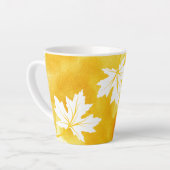 Tasse Latte Aquarelle jaune moderne et feuilles d'érable blanc (Angle gauche)