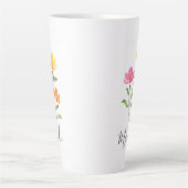Tasse Latte Aquarelle jaune orange rose tiges (Devant)