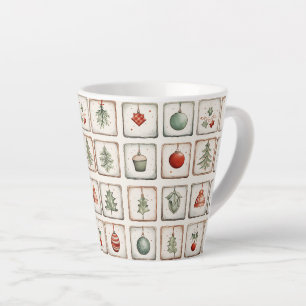 Tasse Latte Aquarelle Lineart Motif de Noël