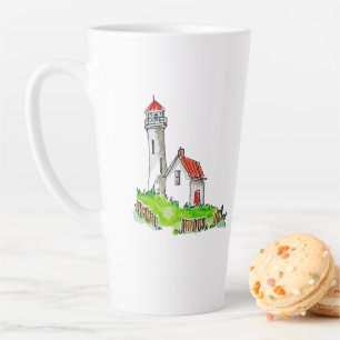 Tasse Latte Aquarelle Little Lighthouse