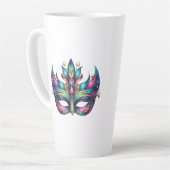 Tasse Latte aquarelle Mardi Gras masque carnaval (Angle gauche)