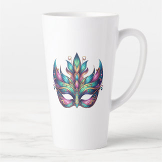Tasse Latte aquarelle Mardi Gras masque carnaval