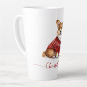 Tasse Latte Aquarelle mignonne Corgi Chien de Noël personnalis (Angle gauche)