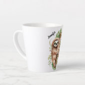Tasse Latte Aquarelle mignonne Sloth & Feuilles tropicaux (Angle gauche)