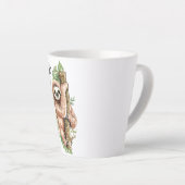 Tasse Latte Aquarelle mignonne Sloth & Feuilles tropicaux (Angle droit)