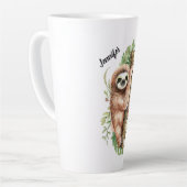 Tasse Latte Aquarelle mignonne Sloth & Feuilles tropicaux (Angle gauche)