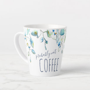 Tasse Latte Aquarelle moderne bleu orchidée Floral