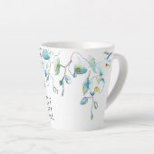 Tasse Latte Aquarelle moderne bleu orchidée Floral (Angle droit)
