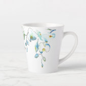 Tasse Latte Aquarelle moderne bleu orchidée Floral (Droite)
