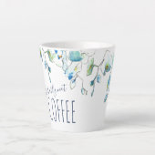 Tasse Latte Aquarelle moderne bleu orchidée Floral (Devant)