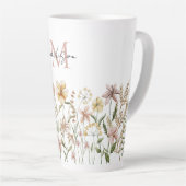 Tasse Latte Aquarelle monogramme Fleur sauvage Floral de prair (Angle droit)