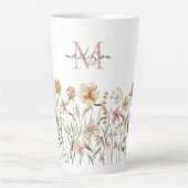 Tasse Latte Aquarelle monogramme Fleur sauvage Floral de prair (Devant)