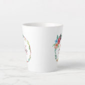 Tasse Latte Aquarelle Monogramme floral  (Devant)
