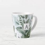 Tasse Latte Aquarelle monogramme Sage rustique Vert (Angle droit)