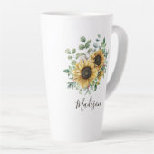 Tasse Latte Aquarelle monogramme Vintage Tournesol rustique (Angle droit)