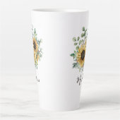 Tasse Latte Aquarelle monogramme Vintage Tournesol rustique (Devant)