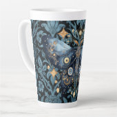 Tasse Latte Aquarelle mystique Bleu et doré Night Moth (Angle gauche)