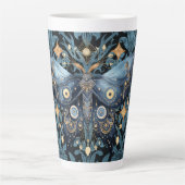 Tasse Latte Aquarelle mystique Bleu et doré Night Moth (Devant)