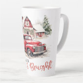 Tasse Latte Aquarelle Noël Vintage Camion et grange (Angle droit)