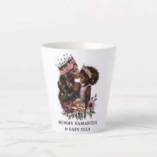 Tasse Latte Aquarelle Noire Maman et fille (3)