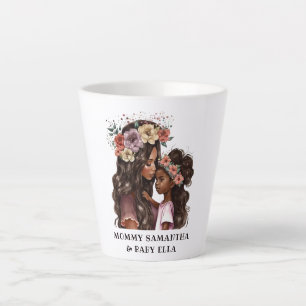 Tasse Latte Aquarelle Noire Maman et fille (4)