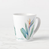 Tasse Latte Aquarelle Oiseau du Paradis (Angle droit)