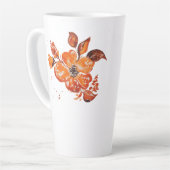 Tasse Latte Aquarelle orange Floral (Angle gauche)