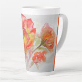 Tasse Latte Aquarelle orange rose jaune peinture florale (Angle droit)