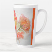 Tasse Latte Aquarelle orange rose jaune peinture florale (Droite)