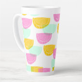 Tasse Latte Aquarelle pastèque rose vert jaune Motif (Angle gauche)