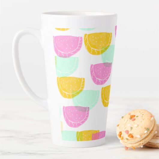Tasse Latte Aquarelle pastèque rose vert jaune Motif (En situation)