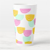 Tasse Latte Aquarelle pastèque rose vert jaune Motif (Devant)