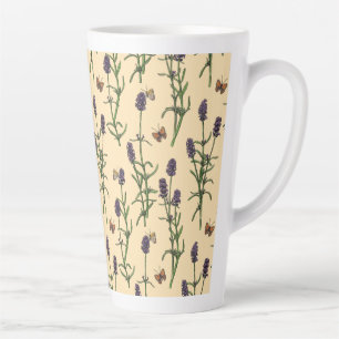 Tasse Latte Aquarelle peinte à la main et motif d'encre avec l