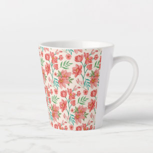 Tasse Latte Aquarelle peinte à la main Motif floral-54098